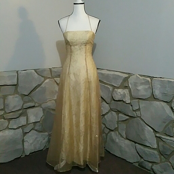 Steppin' Out Dresses & Skirts - Military ball/wedding/prom sparkly gold gown 3/4